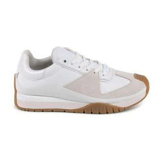 Calvin Klein Schoenen, Dames, Wit, 38 EU, Leer, Witte Leren Sneakers Stijlvol Comfort