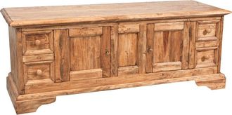 Biscottini International Country-style solid lime wood e natural finish TV stand cabinet. Made in Italy