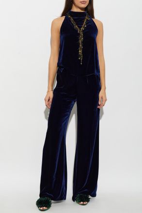 Forte_Forte Forte_forte Velvet Wide-leg Trousers, Womens, Navy Blue