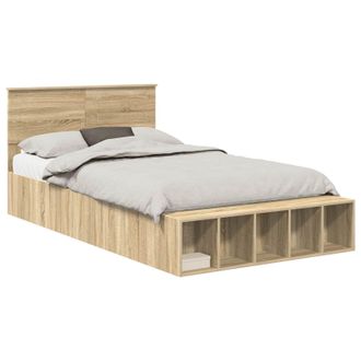 vidaXL Estructura De Cama Con Estante Manual Roble Sonoma 120 X 190 Cm Vidaxl