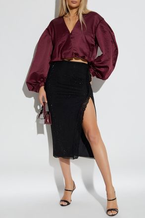 Forte_Forte Forte_forte Top With A V-neckline, Womens, Burgundy