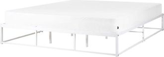 Beliani Cama Industrial Moderno Marco De Metal Doble Listones Incorporados Sin Reposacabezas 180 X 200 Cm Blanco Viry