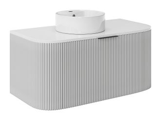 Vente-Unique Mueble de ba&ntilde;o flotante con lavabo sobre encimera - Blanco mate - 100 cm - LOMERI