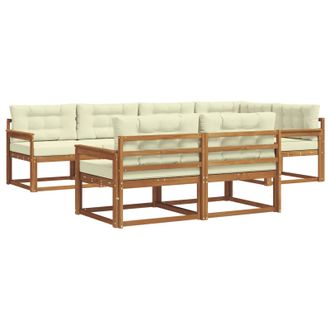 vidaXL Conjunto De Sof&aacute;s De Exterior Con Coj&iacute;n 7 Pcs Natural Y Crema Vidaxl