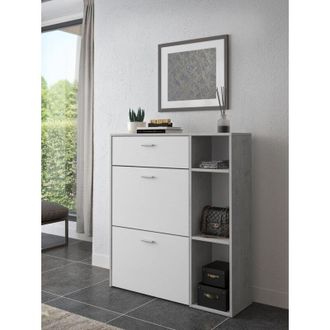 Dmora Zapatero Samassi, Mueble Para Zapatos 6 Estantes, Un Caj&oacute;n, 2 Puertas, 90x26x101.5h Cm Gris Cemento