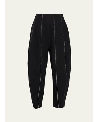 Ashlyn Boiled Wool Paneled Barrel-Leg Ankle Pants