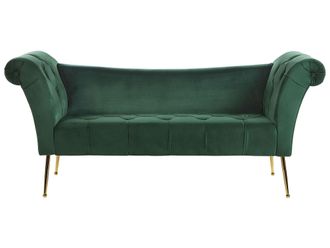 Beliani Beliani - Chaise Longue In Velluto Verde E Gambe Dorate In Metallo Stile Retr&oacute; Nantilly