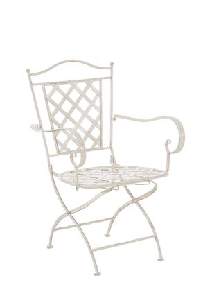 Clp Silla de exterior con reposabrazos en Metal Crema antiguo