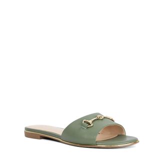 Dune London Womens Ladies Leonies - Flat Leather Slip-On Mule - Green - Size UK 4