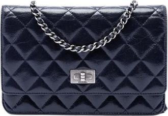 Chanel Pre-owned Wallet on Chain - Dames - Vintage Schoudertas - Blauw - ONE Size - Leer - Vintage