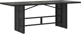 vidaXL Vidaxl - Mesa De Jard&iacute;n Superficie De Vidrio Rat&aacute;n Pe Negro 190x80x74 Cm