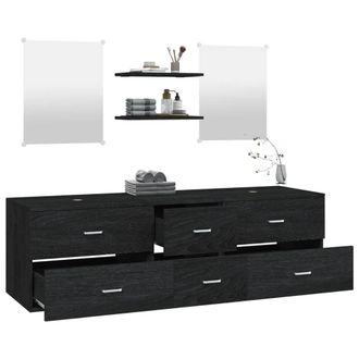 Berkfield Home Durable 5 Piece Bathroom Furniture Set Black Engineered Wood