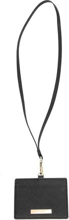 agn&egrave;s b. logo-plaque neck-strap leather cardholder - women - Calf Leather - One Size - Black