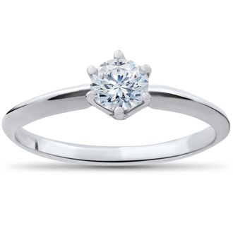 Pompeii3 1/3ct Round Diamond Solitaire Engagement Ring 14K White Gold Size 6 Size: 6