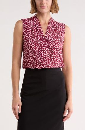 Nordstrom Rack V-Neck Sleeveless Woven Shell Top in Burgundy Floating Floral at Nordstrom Rack, Size X-Small