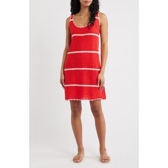 FRNCH Rosaria Stripe Pointelle Minidress in Rouge at Nordstrom, Size X-Large