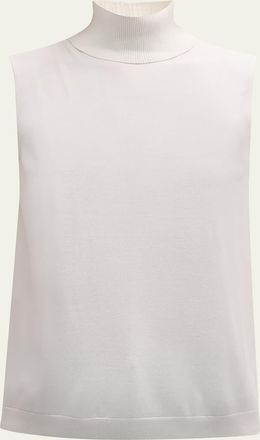 Lafayette 148 New York Sleeveless Matte Crepe Turtleneck Pullover