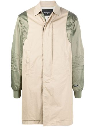 Dsquared2 contrast-sleeve single-breasted coat - Neutrals