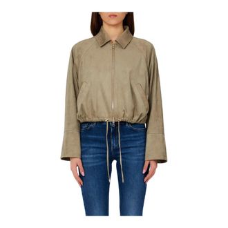 Liu Jo Bomber Jackets, female, Green, Size: XS Drawstring Bomber Jacket