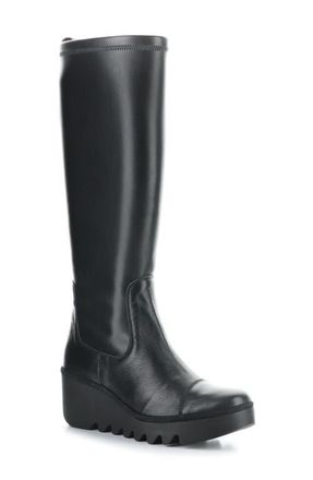 FLY London Budi Knee High Wedge Boot in Black at Nordstrom, Size 9-9.5Us