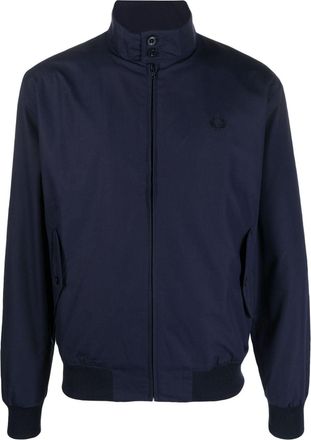 Fred Perry logo-embroidery high-neck bomber jacket - men - Polyester/Cotton/Cotton - S - Blue