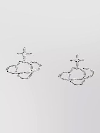 Vivienne Westwood orb design strass brass earrings textured finish