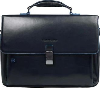 Piquadro Tassen, Heren, Blauw, ONE Size, Leer, Uitbreidbare Laptoptas 15.6