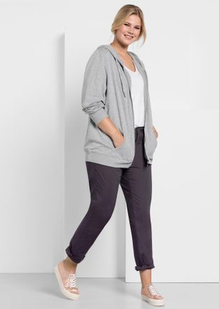 Sheego Chinohose SHEEGO, Damen, Gr. 40, Normalgr&ouml;ssen, grau (dunkelgrau), 97% Baumwolle, 3% Elasthan, unifarben, Hosen Chinohose