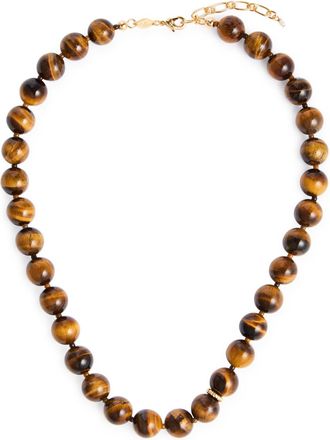 Anni Lu Anni LU Eye Of The Tiger Beaded Necklace - Brown - One Size