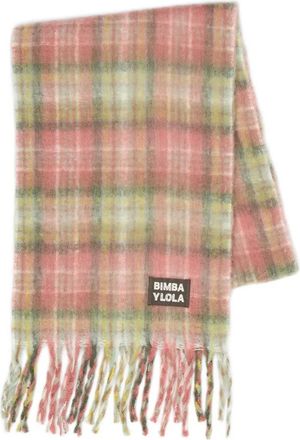 Bimba & Lola Sciarpa a quadri con frange - Rosa