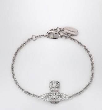 Vivienne Westwood Platinum Orb logo bracelet with crystals