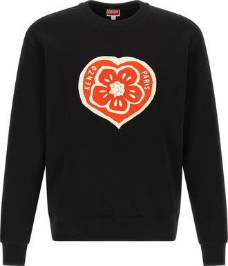 Kenzo Black Crewneck Logo Print Sweatshirt