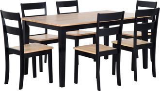 Beliani Beliani - Conjunto De Comedor Negro De Madera S&oacute;lida 6 Plazas 150 X 90 Cm Escandinavo Moderno Georgia