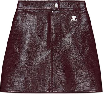 Courrèges Rokken, Dames, Rood, XS, Leer, Korte rok