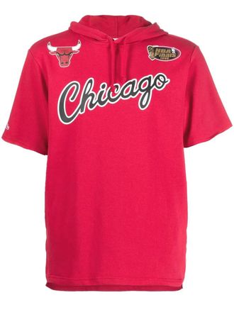 Mitchell & Ness logo-print short-sleeved hoodie - Red
