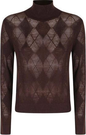 Ballantyne T Neck Pullover - Dames - Coltruien - Bruin - L - Truien & Vesten
