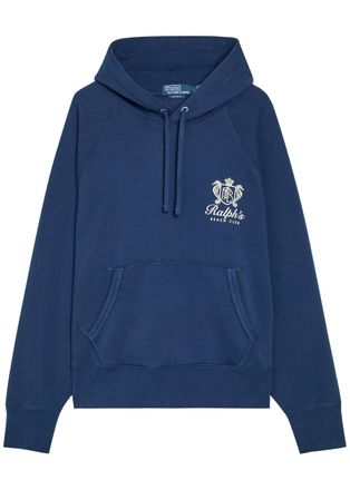 Polo Ralph Lauren Printed Hooded Cotton-blend Sweatshirt - Dark Blue - L