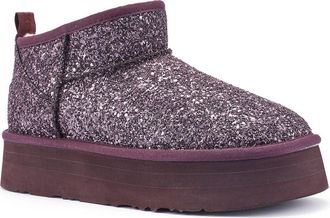 Australia Luxe Cosy Genuine Shearling Glitter Ultra Platform Bootie in Plum at Nordstrom Rack, Size 10