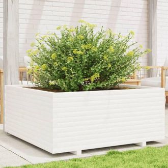 vidaXL Vidaxl - Jardinera Madera Maciza De Pino Blanco 110x110x49,5 Cm