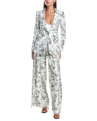 Alice & Olivia Alice + Olivia Macey Linen-Blend Fitted Blazer