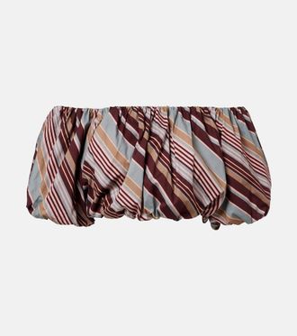 Adriana Degreas Striped off-shoulder cotton-blend crop top