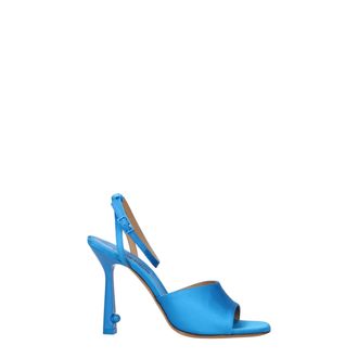Off-white Blue Satin Stiletto Heel Womens Sandals