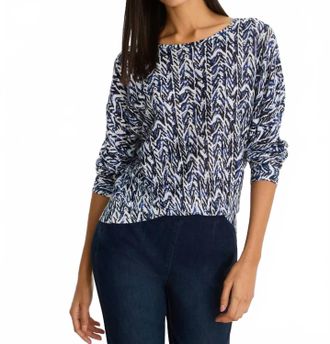 Nic+Zoe Crosshatch Sweater In Indigo