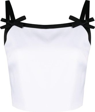 Msgm bow-detail crop top - women - Viscose - 42 - White