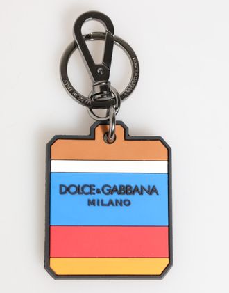 Dolce & Gabbana Multicolor DG Rubber Logo Zilveren Heren Sleutelhanger Sleutellery