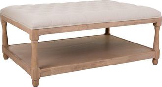 Wanderlust Deco Banqueta de madera tapizada color crema 110x78x48