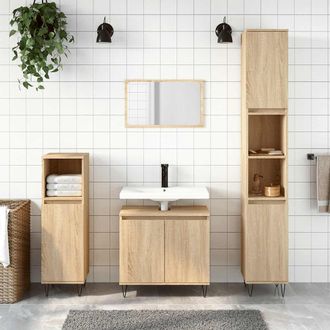 vidaXL Armario De Ba&ntilde;o Madera De Ingenier&iacute;a Roble Sonoma 58x33x60 Cm Vidaxl