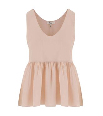 Chlo&eacute; Pink Scoop Neck Peplum Top