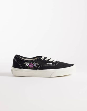 Vans Authentic - Sneakers nere con fiori ricamati-Nero
