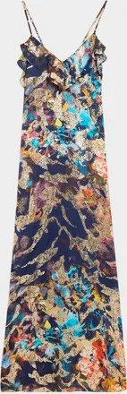 Ramy Brook Cheri Go Abstract Ruffle Maxi Dress